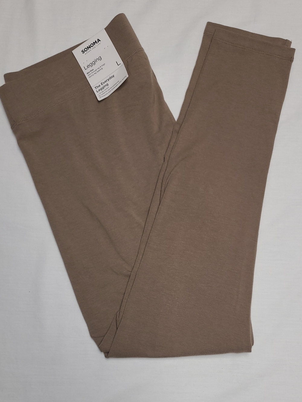 NWT Sonoma Womens neutral taupe brown stretch pull on Leggings loungewear